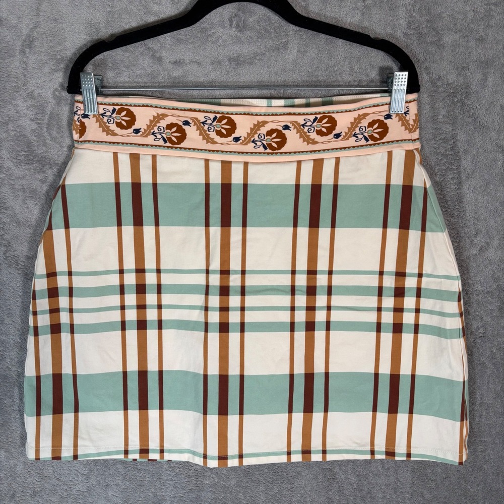 Spartina 449 Matilda Bi-Stretch Skort Kalalanta Plaid‎ Cream Womens Large